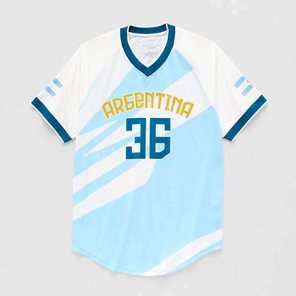 New ARGENTINA Blue/White Soccer Futbal Jersey World Cup 36 Short Sleeve 2XL